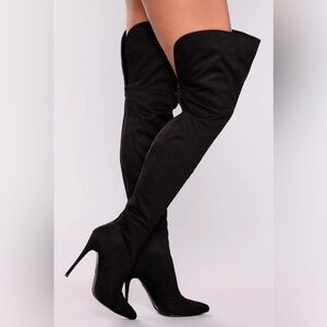 Fashion Nova Valentina Black Over the Knee Heel Boots